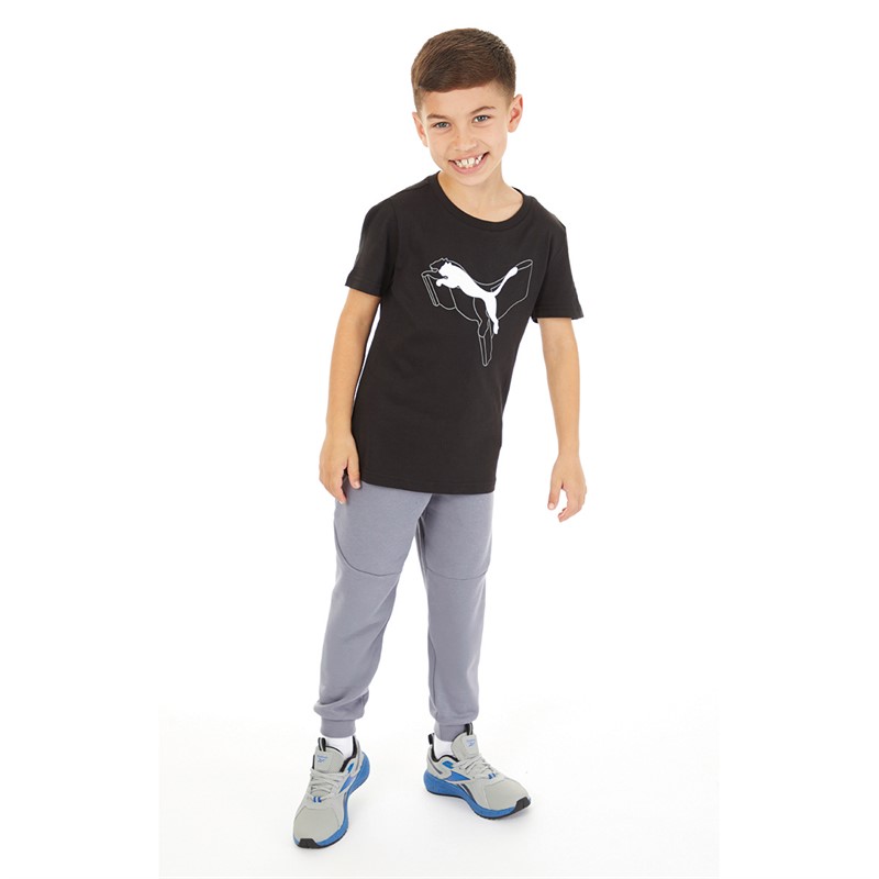 Puma Junior Boys Essentials Logo Lab Graphic T-Shirt Puma Black