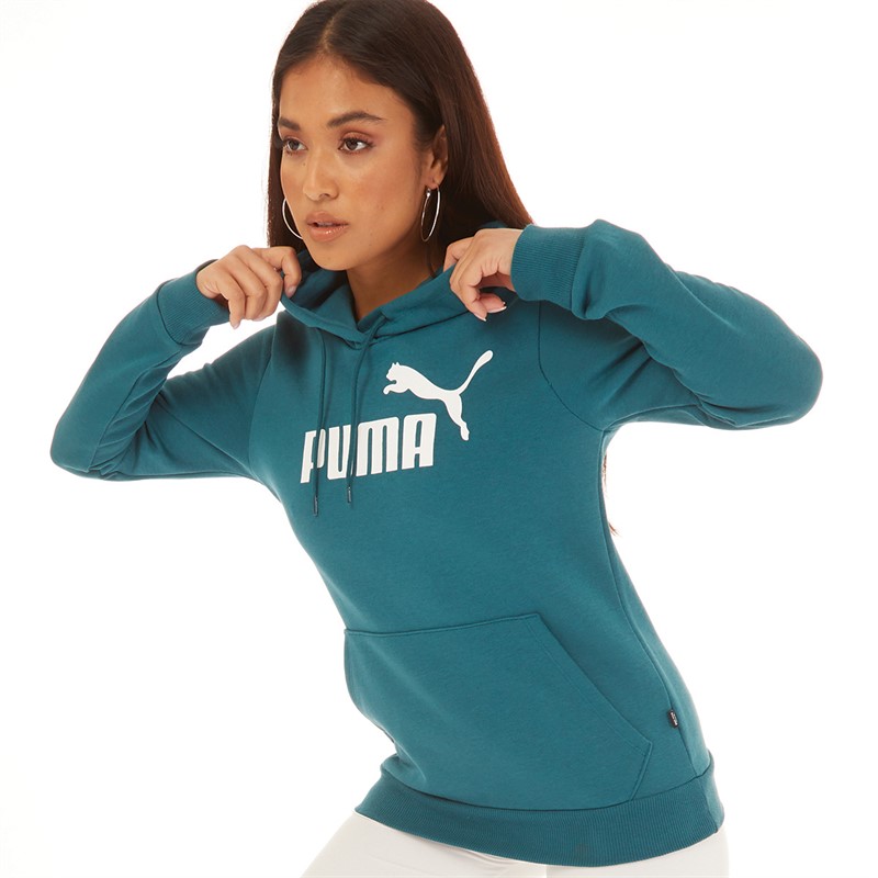 Puma Womens Essentials Big Logo Hoodie Green