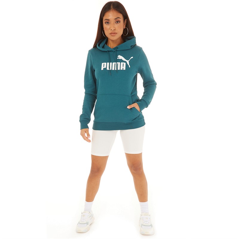 Puma Womens Essentials Big Logo Hoodie Green