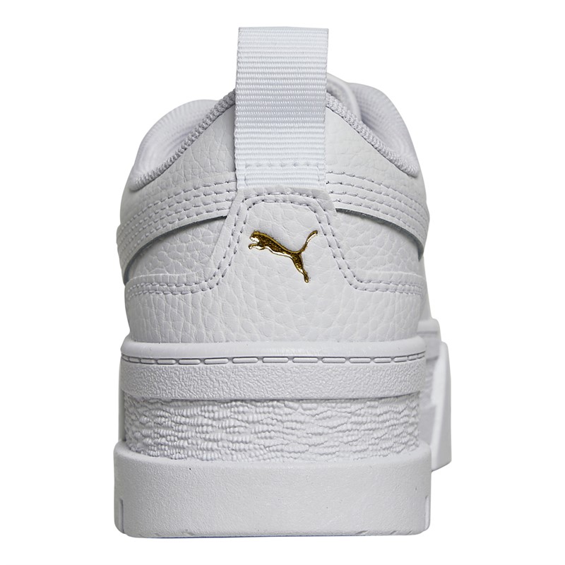 Puma Junior Mayze Leather Trainers Puma White