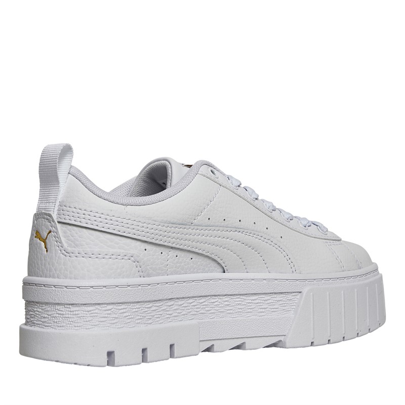 Puma Junior Mayze Leather Trainers Puma White