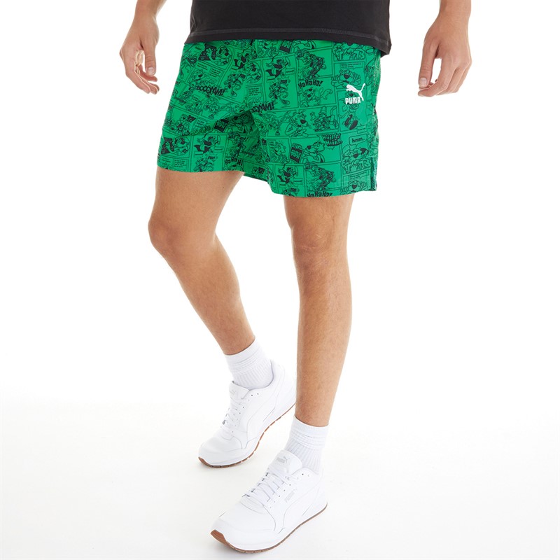 Puma Mens Classics Super Puma Shorts Green