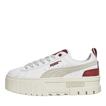 Puma Womens Mayze Leather Trainers Warm White/Red