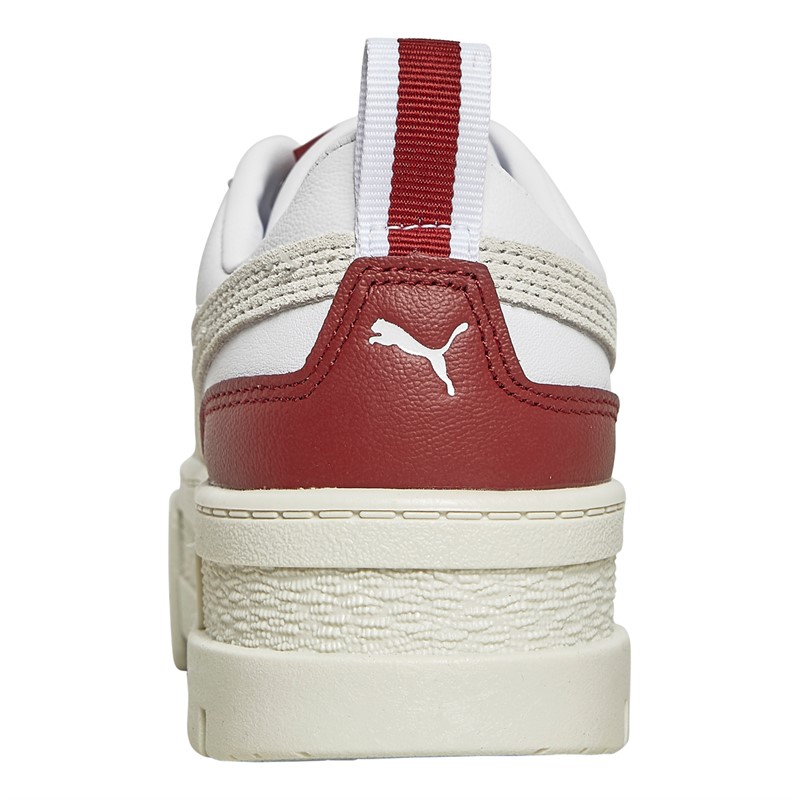 Puma Womens Mayze Leather Trainers Warm White/Red