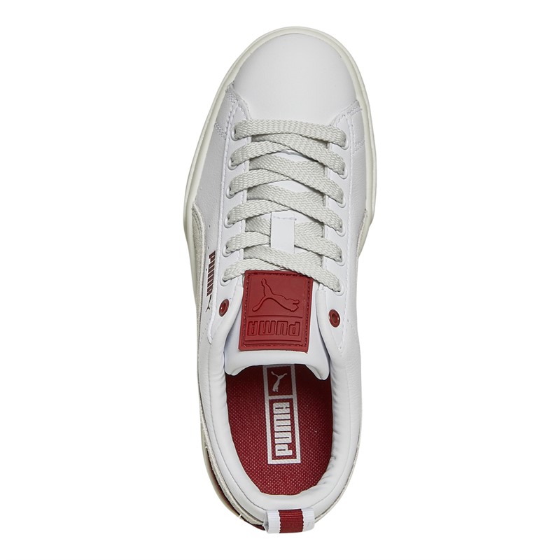 Puma Womens Mayze Leather Trainers Warm White/Red