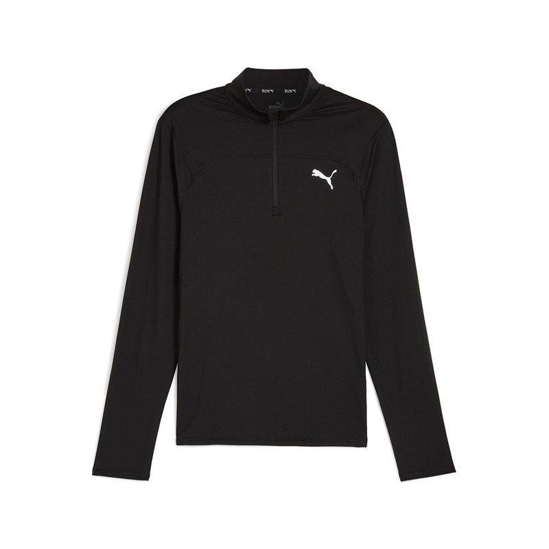 Puma Mens Run Cloudspun Running 1/4 Zip Top Puma Black