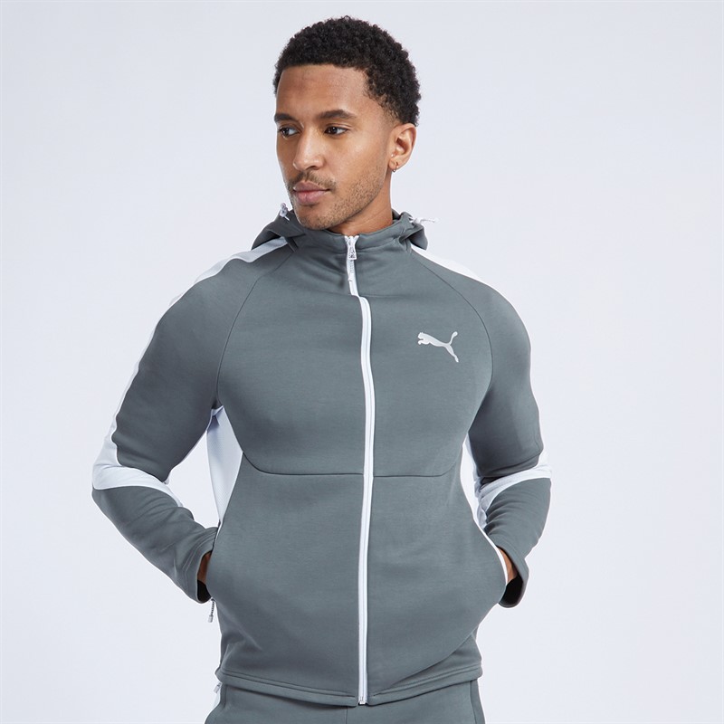 Puma Mens Evostripe Full Zip Hoodie Grey