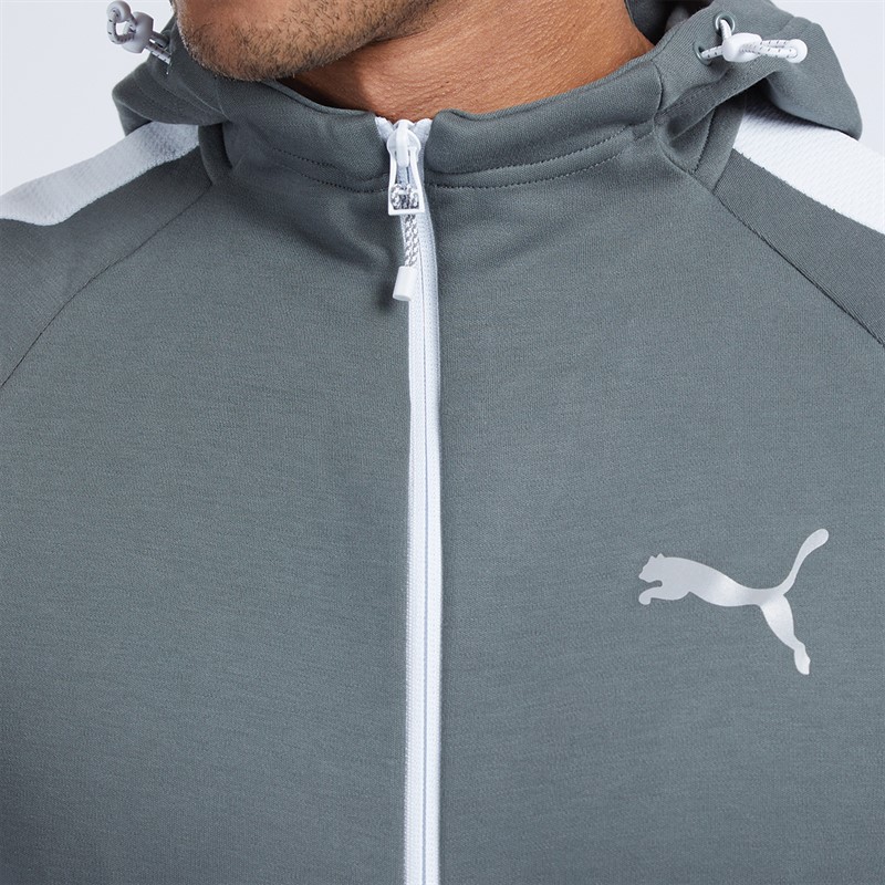 Puma Mens Evostripe Full Zip Hoodie Grey