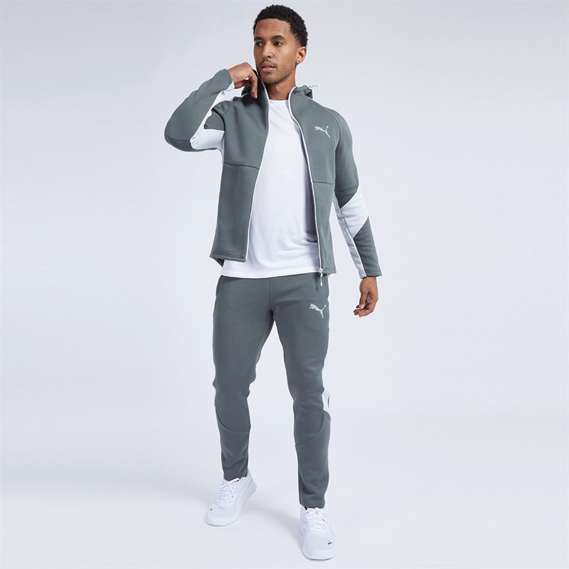 Puma Mens Evostripe Full Zip Hoodie Grey