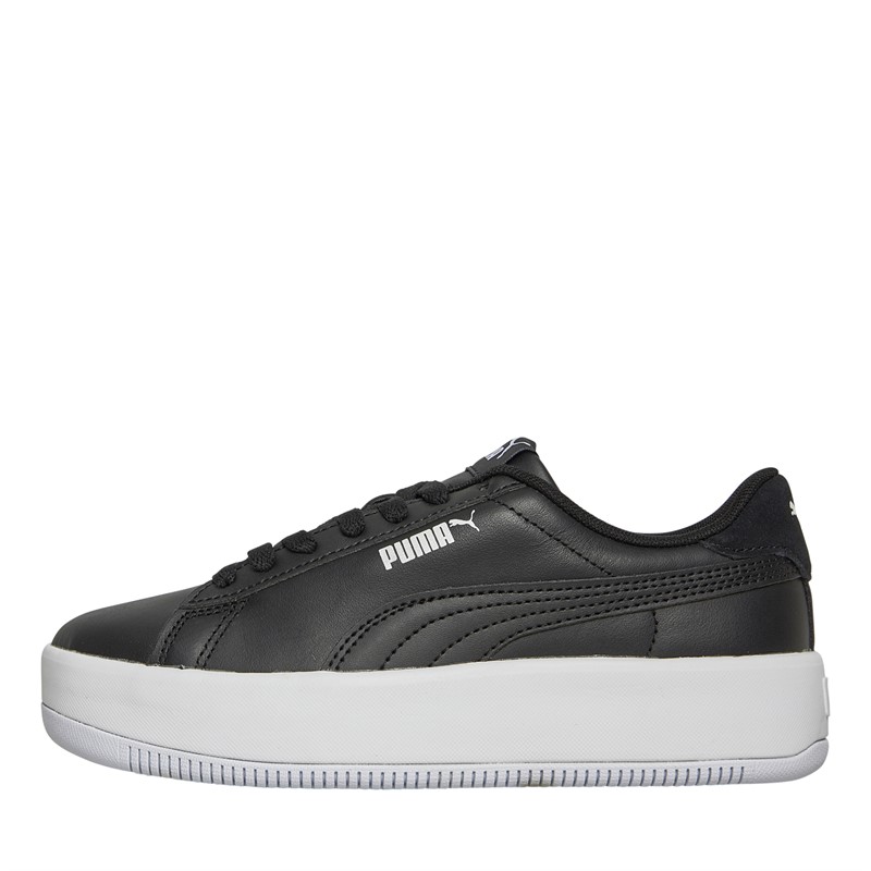 Puma Womens Lily Platform Leather Trainers Black/White