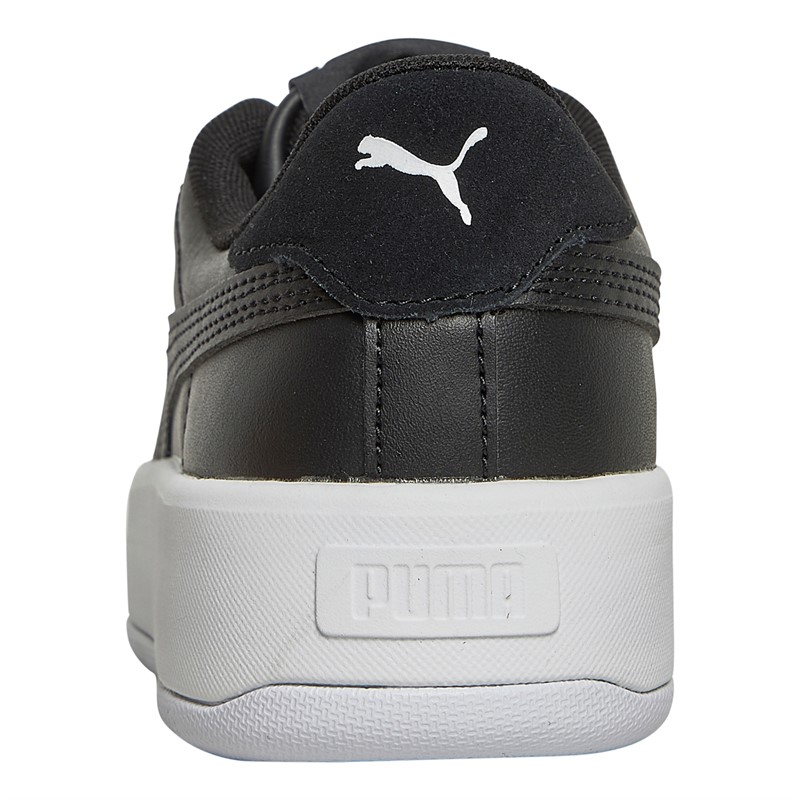 Puma Womens Lily Platform Leather Trainers Black/White