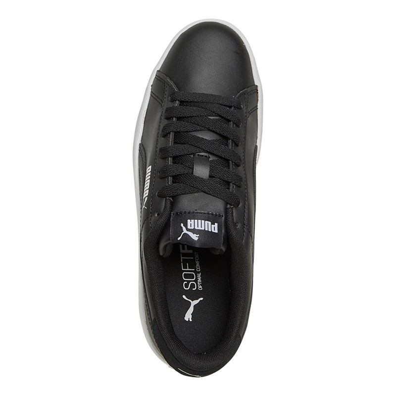 Puma Womens Lily Platform Leather Trainers Black/White