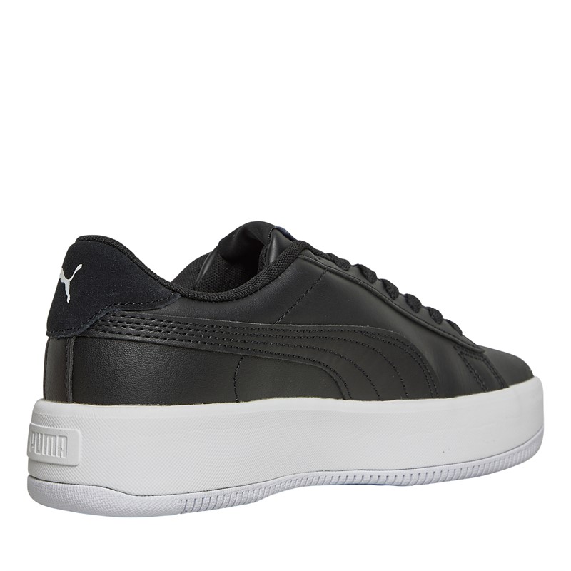 Puma Womens Lily Platform Leather Trainers Black/White