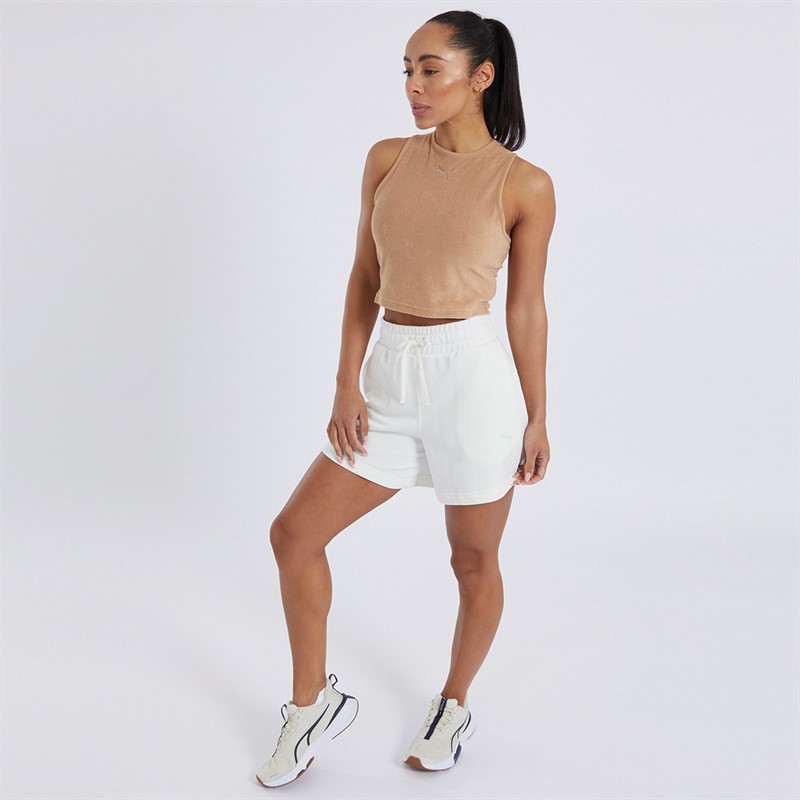 Puma Womens Elevated Essentials Sweat Shorts Warm White