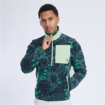 Puma Mens Puma X Palm Tree Crew 1/2 Zip Palm Fleece Golf Top Navy/Green