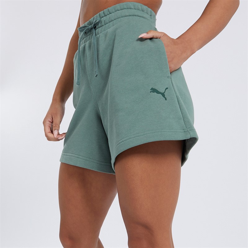 Puma Womens Elevated Essentials Sweat Shorts Green