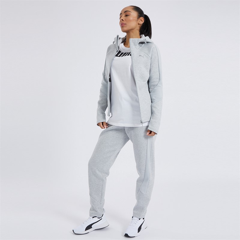 Puma Womens Evostripe Full Zip Hoodie Light Grey Heather