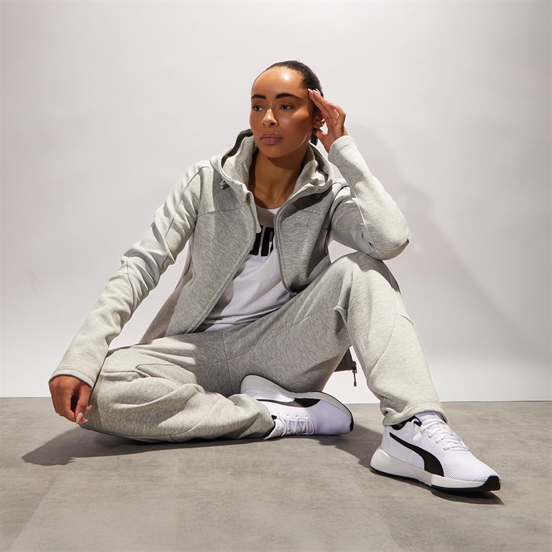 Puma Womens Evostripe Full Zip Hoodie Light Grey Heather