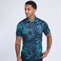 Puma Mens Puma X Palm Tree Crew Palm Glitch Golf Polo Navy/Green