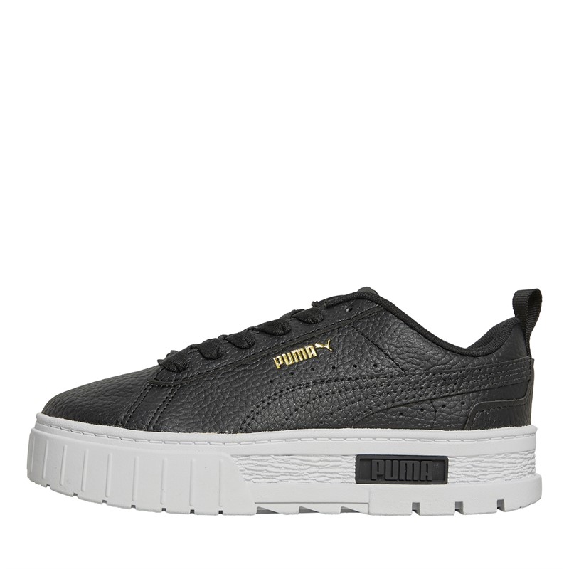 Puma Kids Mayze Leather Trainers Black/Gold