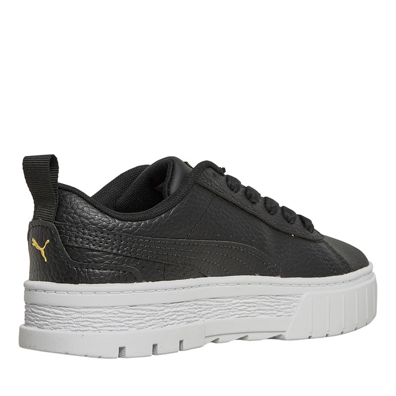 Puma Kids Mayze Leather Trainers Black/Gold