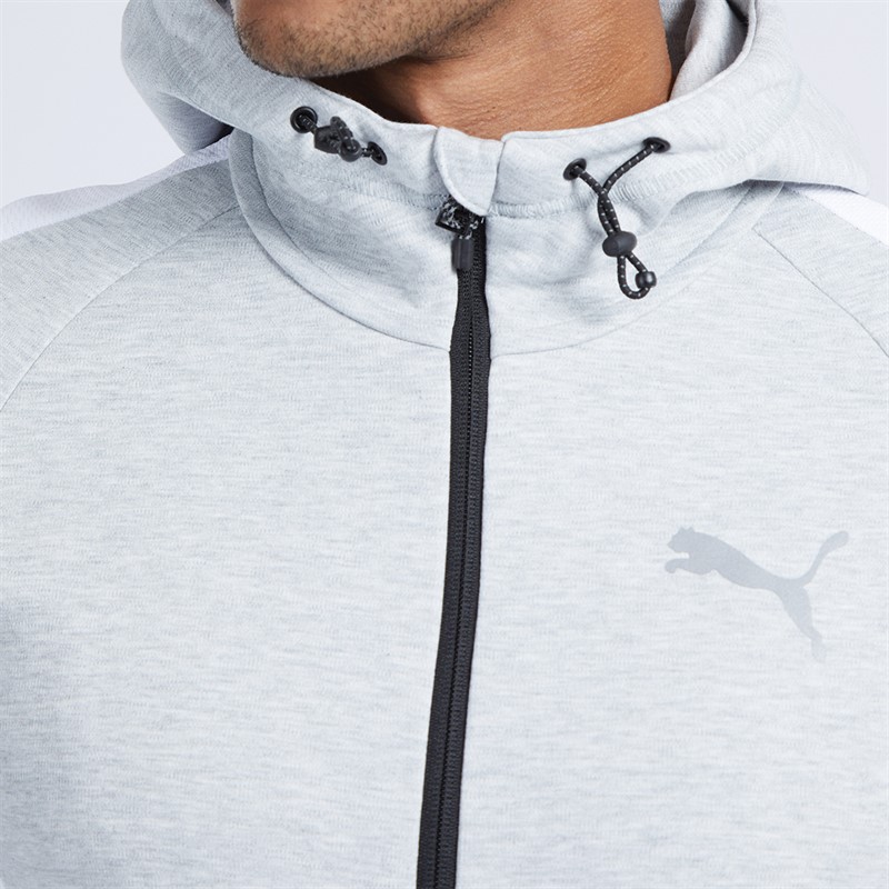 Puma Mens Evostripe Full Zip Hoodie Light Grey Heather