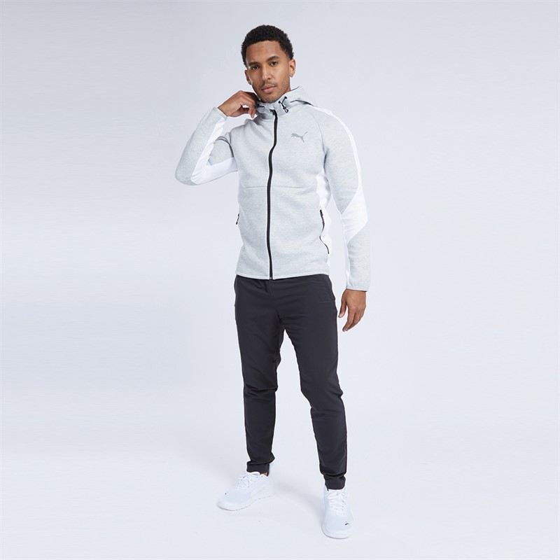 Puma Mens Evostripe Full Zip Hoodie Light Grey Heather