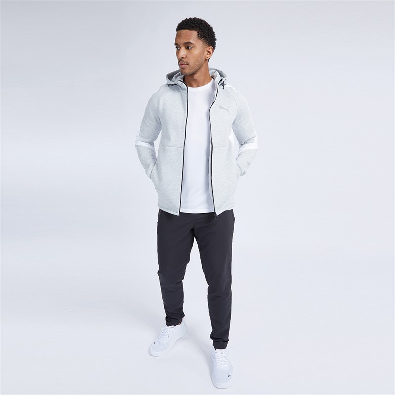 Puma Mens Evostripe Full Zip Hoodie Light Grey Heather