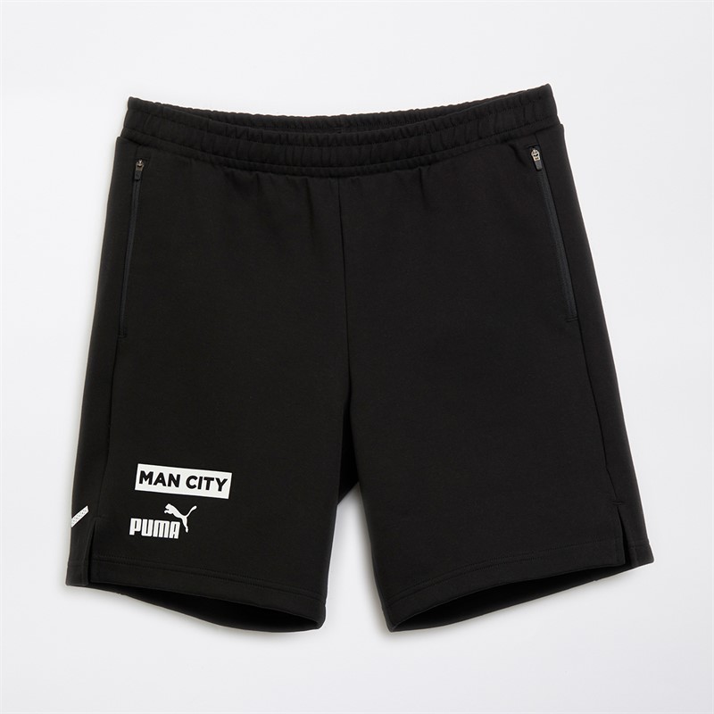 Puma Mens MCFC Manchester City Casuals Shorts Cotton Black