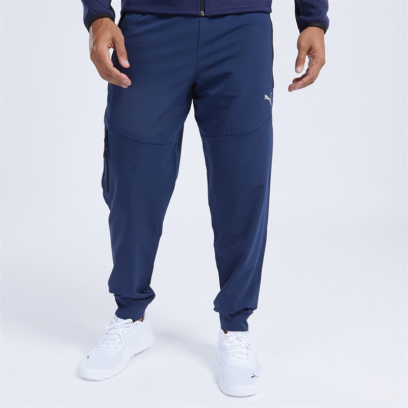 Puma navy blue track pants deals