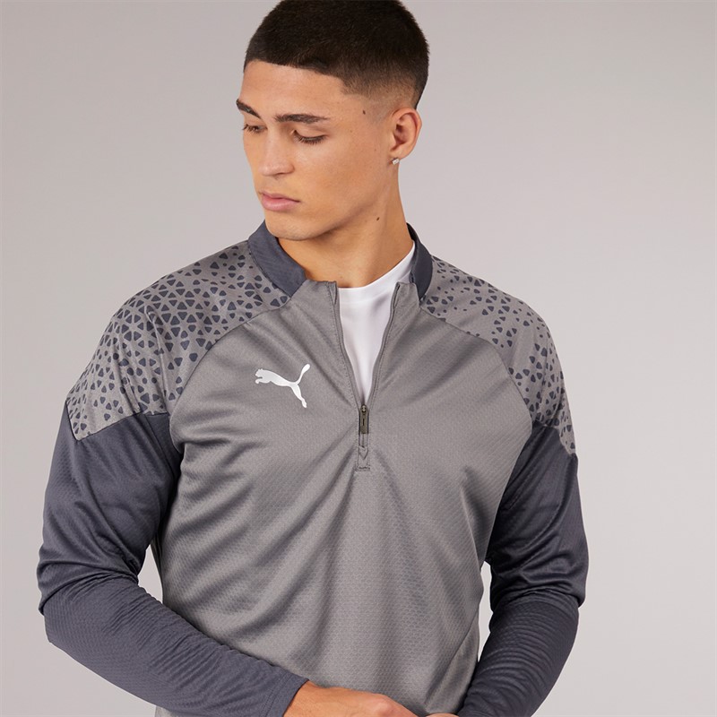 Puma Mens Teamcup 1/4 Zip Training Top Grey