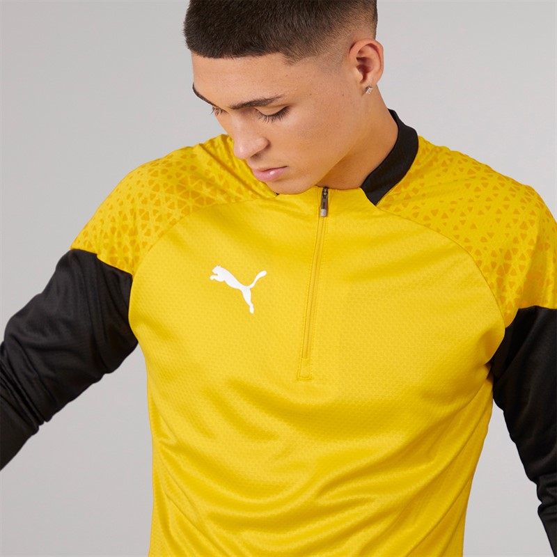 Puma Mens Teamcup 1/4 Zip Training Top Yellow