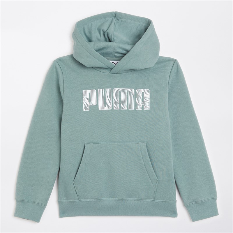 Puma Boys Sportstyle Fleece Hoodie Green Moon - Size 13/14Y