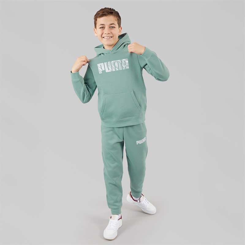 Puma Boys Sportstyle Fleece Hoodie Green Moon