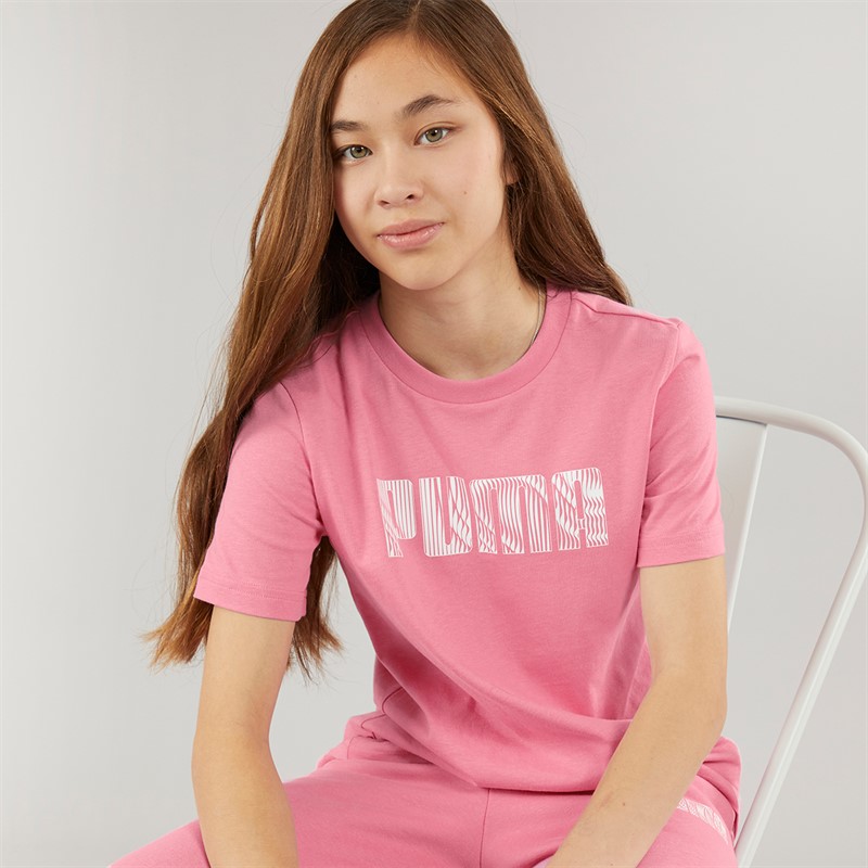 Puma Girls Sportstyle Wording T-Shirt Mauved Out