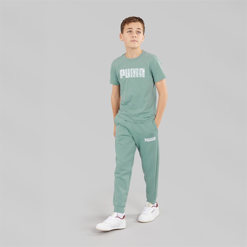 Puma Boys Sportstyle Wording T-Shirt Green Moon