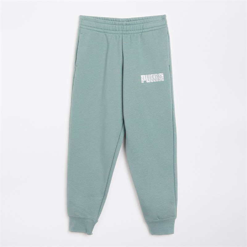 Puma Boys Sportstyle Fleece Sweatpants Green Moon - Size 7/8Y