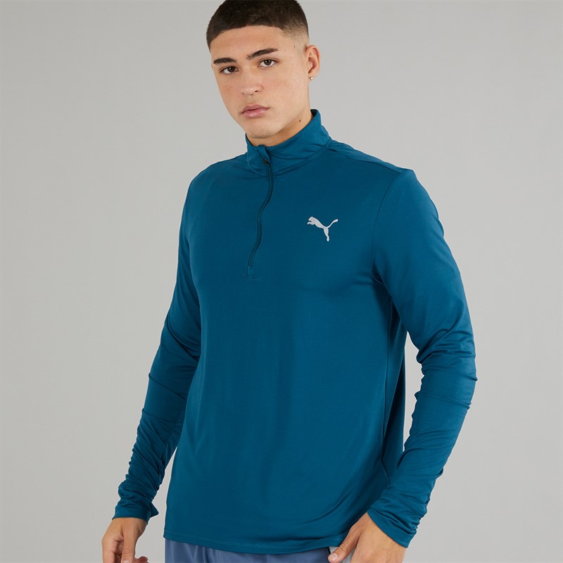 Puma Mens Run Favorite 1/4 Zip Running Top Ocean Tropic - Size XXL