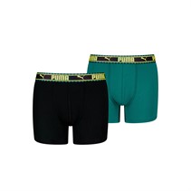 Puma Junior Boys Dual Logo Two Pack Boxers Black/Green