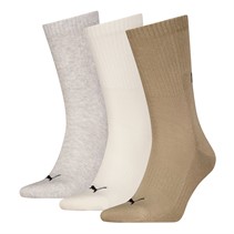 Puma Three Pack Cushioned Crew Socks Sand Combo