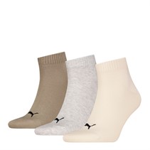 Puma Three Pack Quarter Socks Sand Combo