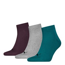 Puma Three Pack Quarter Socks Green Combo