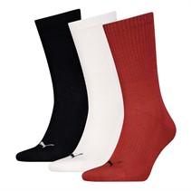 Puma Three Pack Cushioned Crew Socks Red Combo