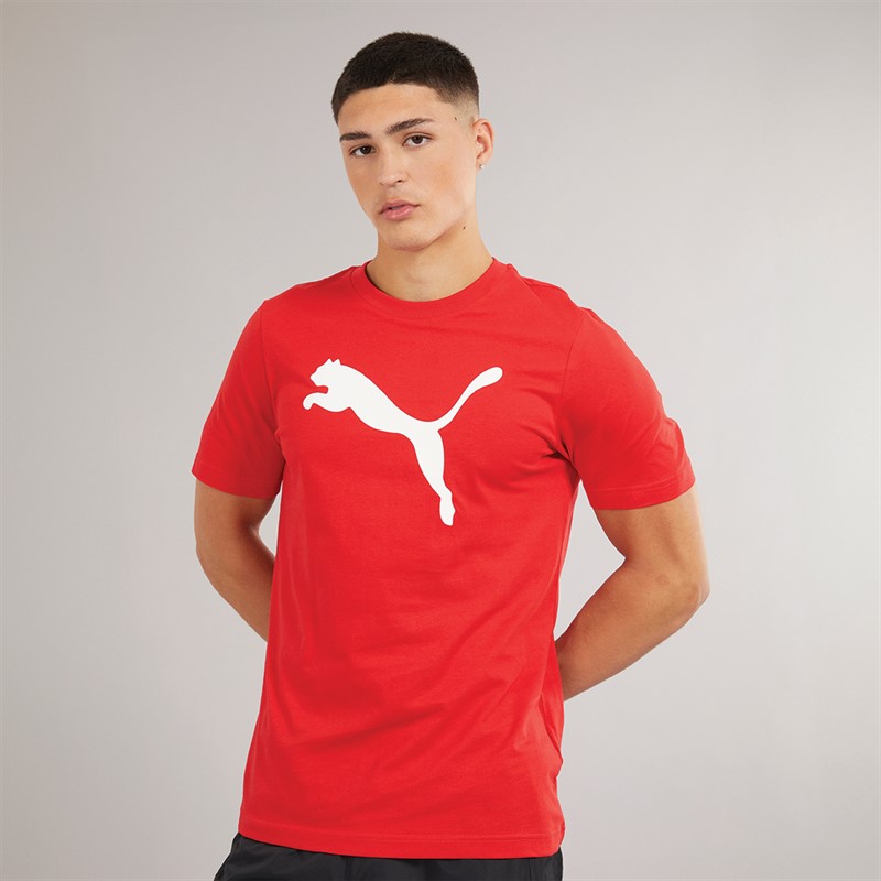 Puma Mens Essentials Large Logo T-Shirt For All Time Red