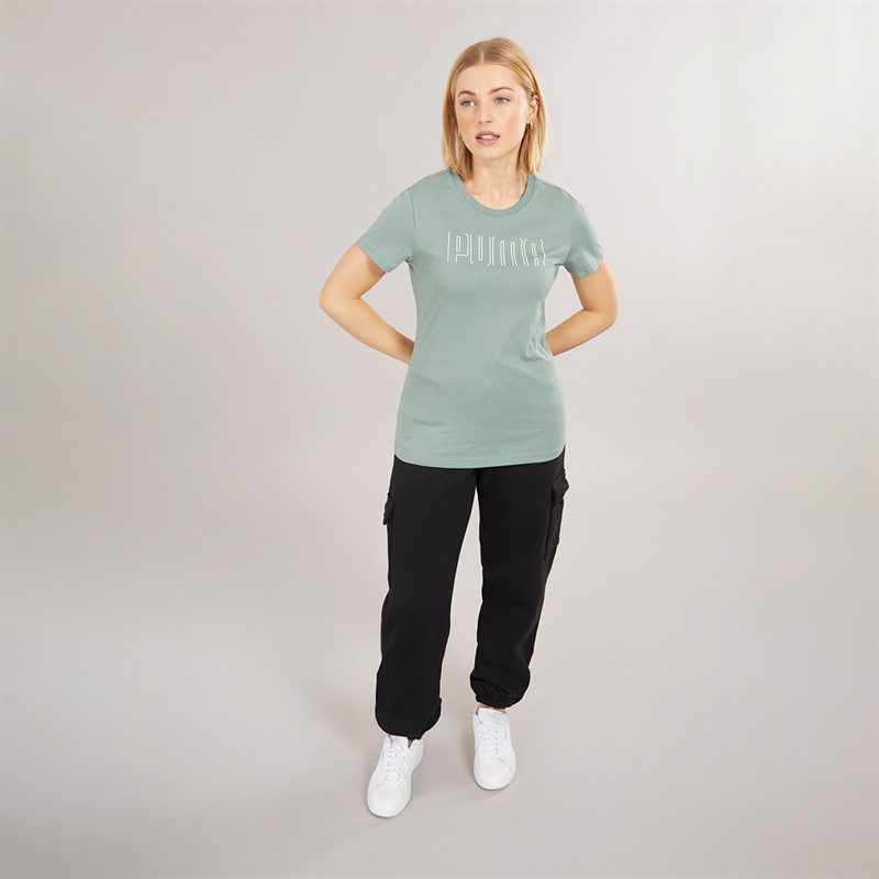 Puma Womens Puma Sport Graphic T-Shirt Green Moon