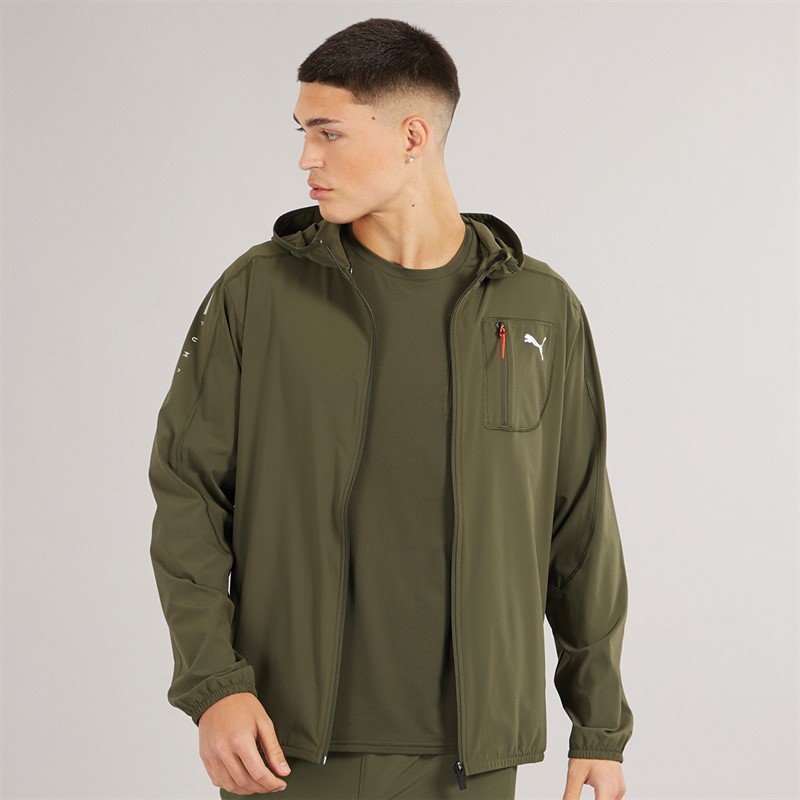 Puma Mens Puma Flex Tech Woven Jacket Dark Olive