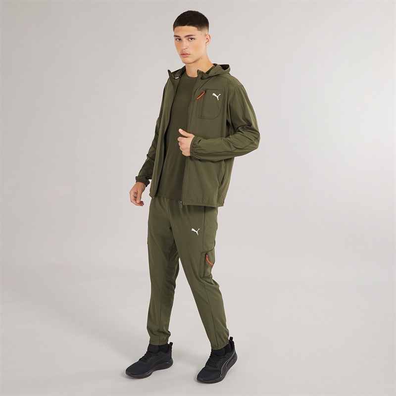 Puma Mens Puma Flex Tech Woven Jacket Dark Olive