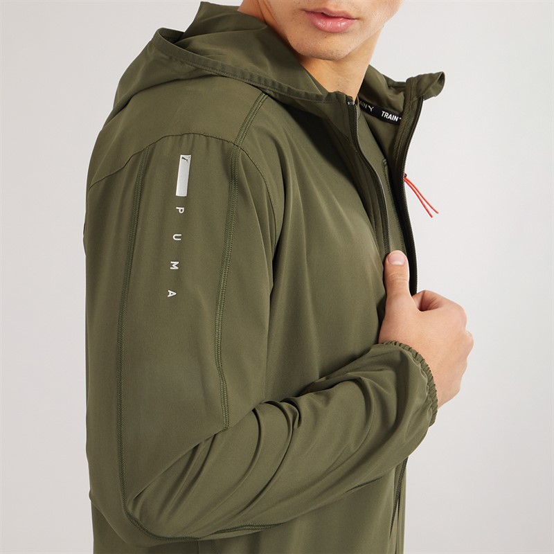 Puma Mens Puma Flex Tech Woven Jacket Dark Olive