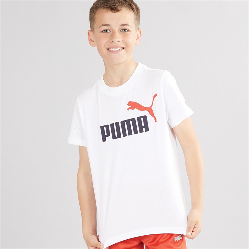 Puma Junior Boys Essentials 2 Color No.1 Logo T-Shirt Puma White