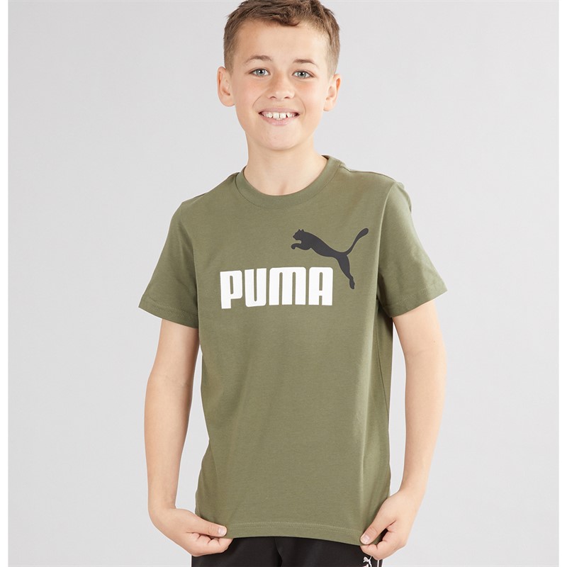 Puma Junior Boys Essentials 2 Color No.1 Logo T-Shirt Loden Green